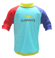 Bad t-shirt, lumberstil, mellanturkos/röd/blå/gul